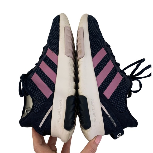 Adidas Racer 2.0 Sneakers Navy Blue Lilac Pink Stripes Women’s 7 / Youth 5.5 - Picture 6 of 11